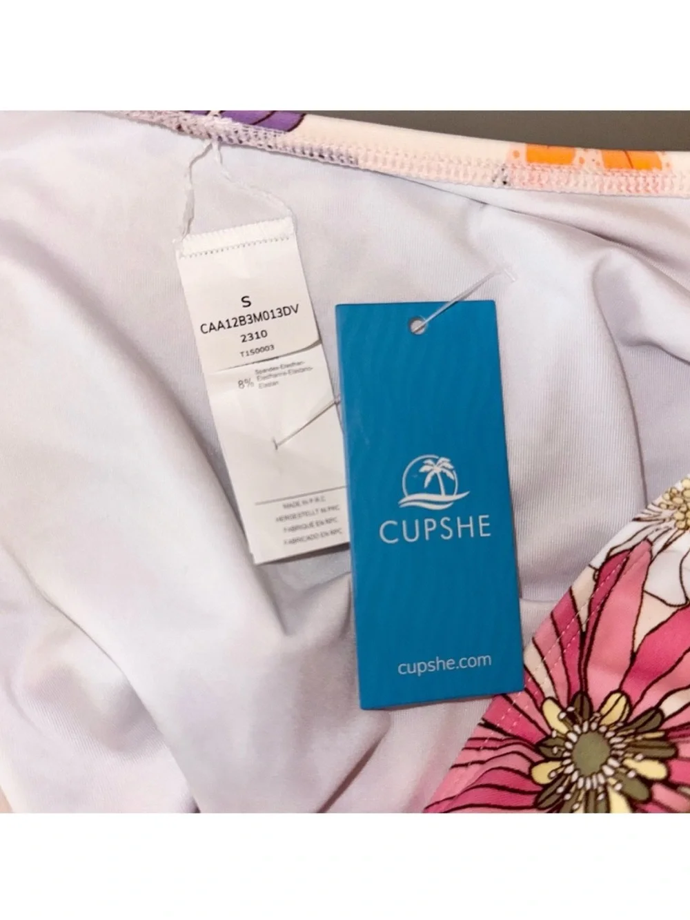 Cupshe Hazy Tenderness Flower One Shoulder Top Hipster Bikini Set M/S NWT!